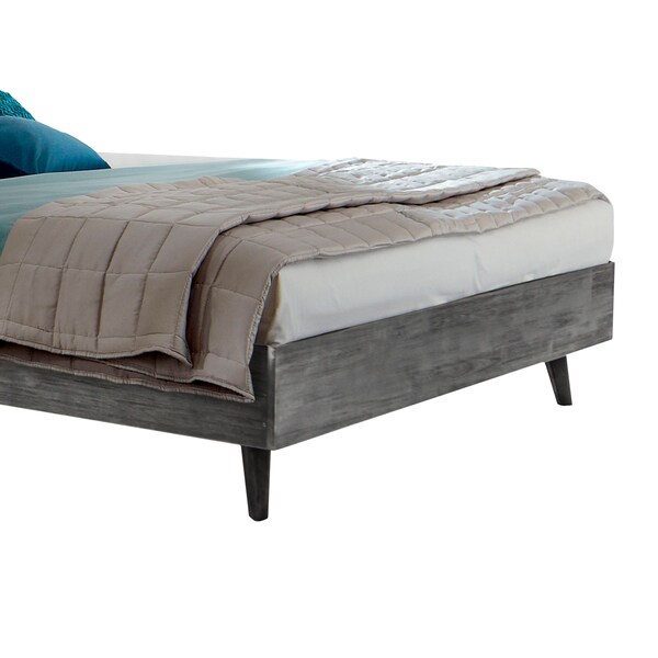 Armen Living Mohave Mid-Century Tundra Gray Acacia King Platform Bed - LCMVBDTGKG