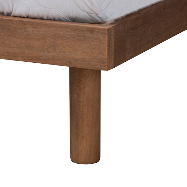Baxton Studio Decker MidCentury  Walnut Brown Finished Wood Full Size Platform Bed with Charging Station - 217-11893-ZORO
