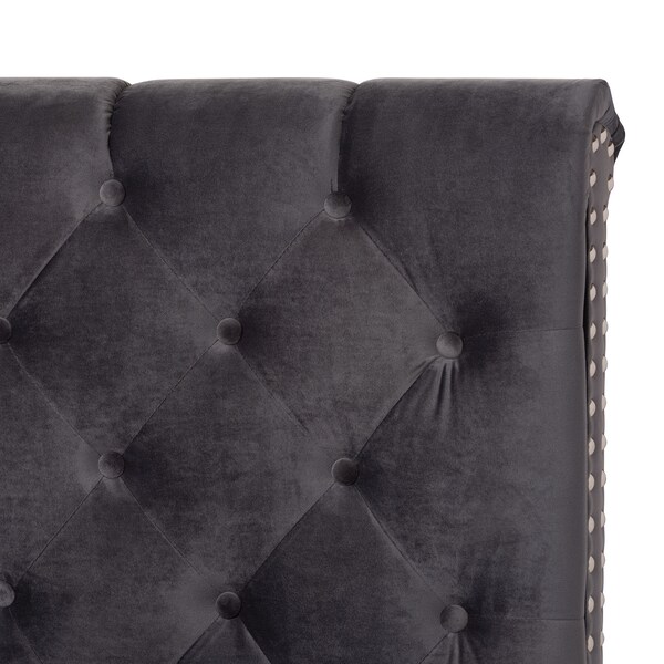 Baxton Studio Candace Luxe and Glamour Dark Grey Velvet Upholstered Full Size Bed - 149-8950