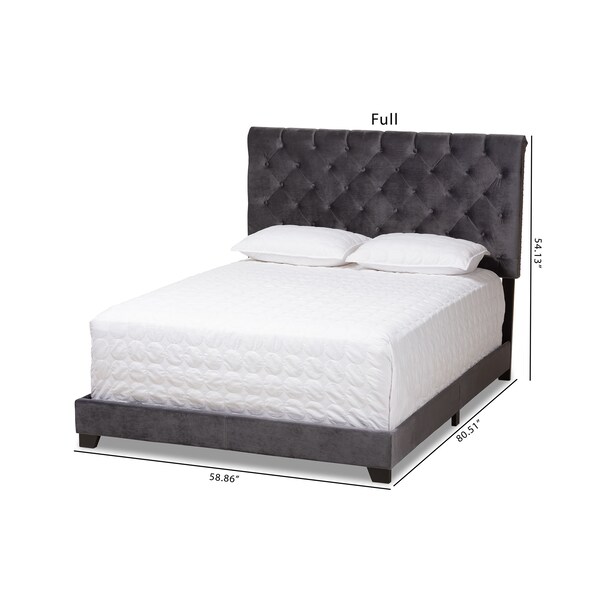 Baxton Studio Candace Luxe and Glamour Dark Grey Velvet Upholstered Full Size Bed - 149-8950