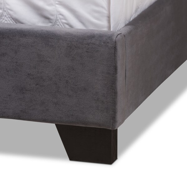 Baxton Studio Candace Luxe and Glamour Dark Grey Velvet Upholstered Full Size Bed - 149-8950