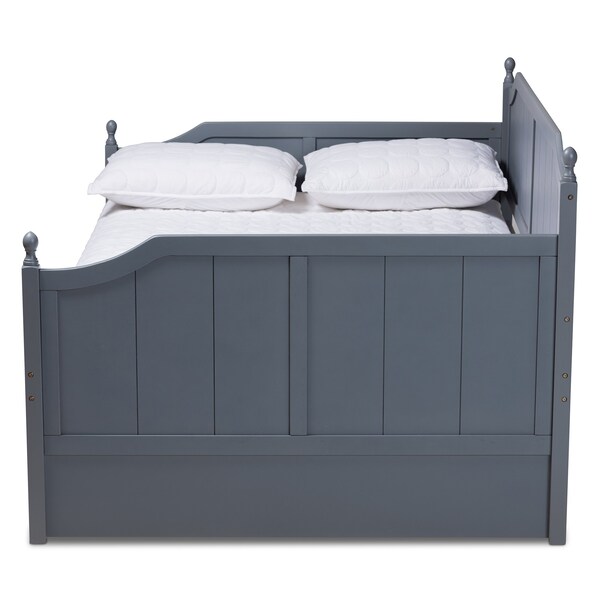 Baxton Studio Millie Cottage Farmhouse Grey Finished Wood Full Size Daybed with Trundle - 179-11168-ZORO