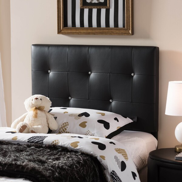 Baxton Studio Kirchem Modern Black Faux Leather Upholstered Twin Size Headboard - 125-6964