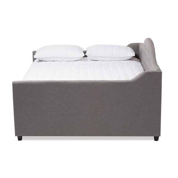 Baxton Studio Eliza Grey Upholstered Queen Size Daybed with Trundle - 147-8718