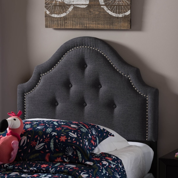 Baxton Studio Cora Modern Dark Grey Upholstered Twin Size Headboard - 125-6984