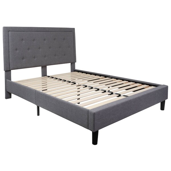 Flash Furniture Queen Size Lt Gray Fabric Platform Bed w/ Mattress - SL-BM10-27-GG