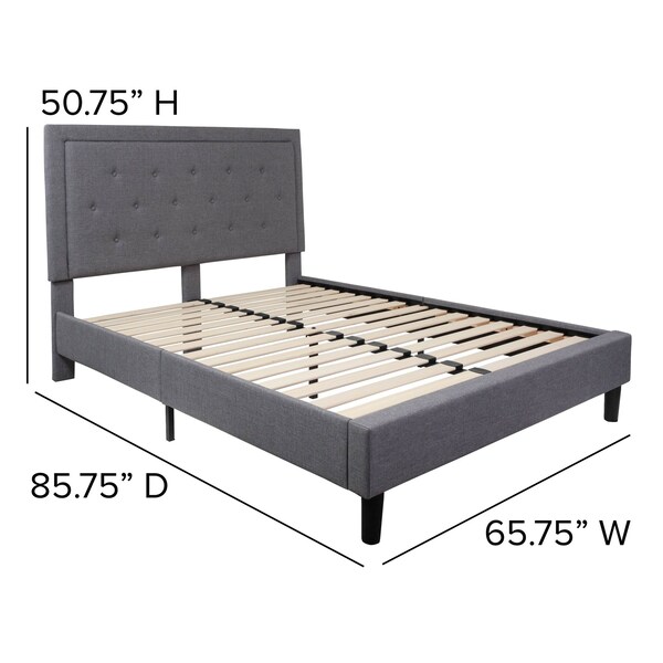 Flash Furniture Queen Size Lt Gray Fabric Platform Bed w/ Mattress - SL-BM10-27-GG