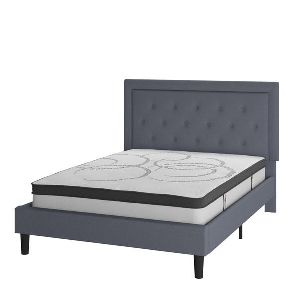 Flash Furniture Queen Size Lt Gray Fabric Platform Bed w/ Mattress - SL-BM10-27-GG