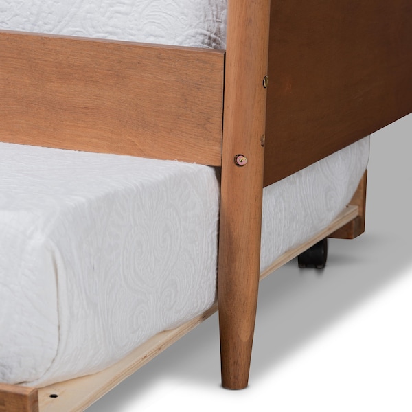 Baxton Studio Veles Mid-Century Modern Ash Walnut Finished Wood Full Size Daybed with Trundle - 183-11174-9826-ZORO