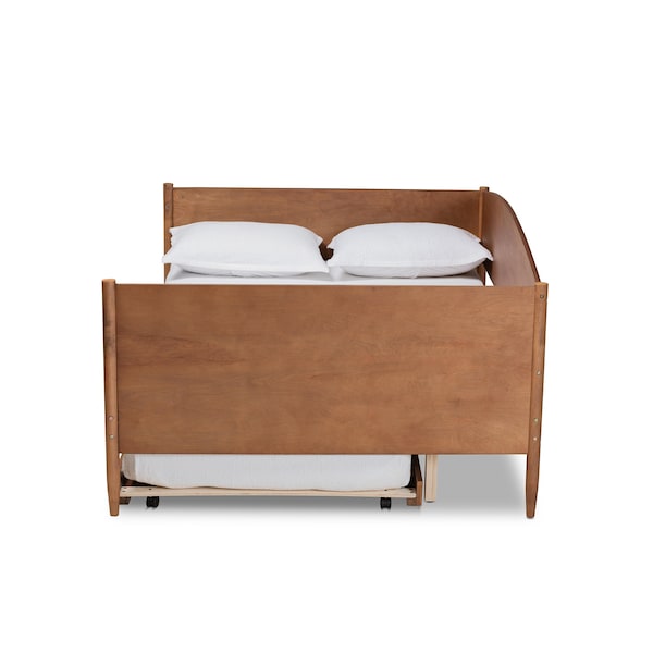Baxton Studio Veles Mid-Century Modern Ash Walnut Finished Wood Full Size Daybed with Trundle - 183-11174-9826-ZORO