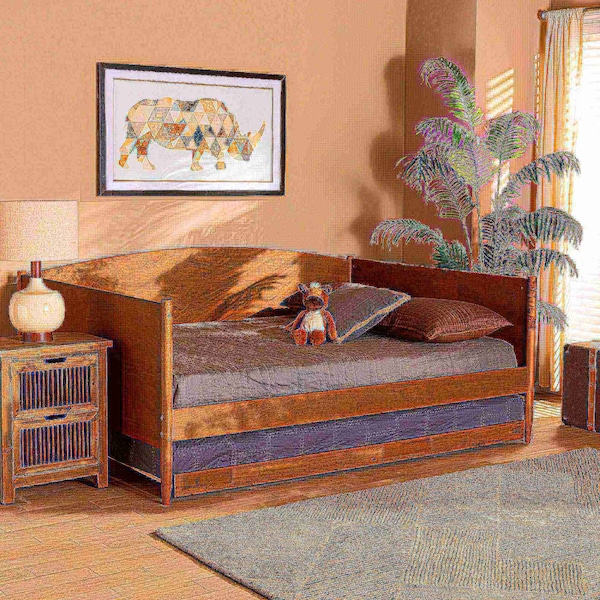 Baxton Studio Veles Mid-Century Modern Ash Walnut Finished Wood Full Size Daybed with Trundle - 183-11174-9826-ZORO