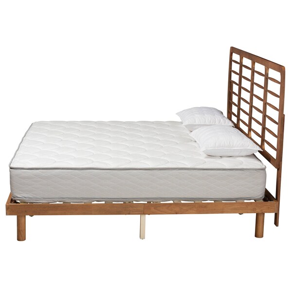 Baxton Studio Petra Mid-Century Modern Ash Walnut Finished Wood King Size Platform Bed - 230-11149-11889-ZORO