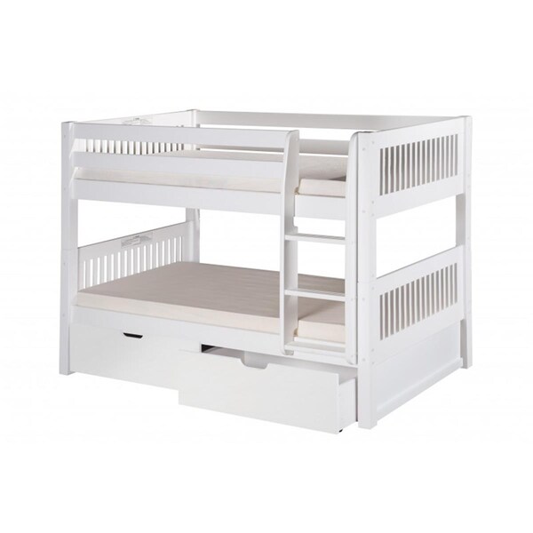 Eco-Flex Camaflexi Low Bunk Bed With Drawers - Mission Headboard - White Finish - C2013_DR