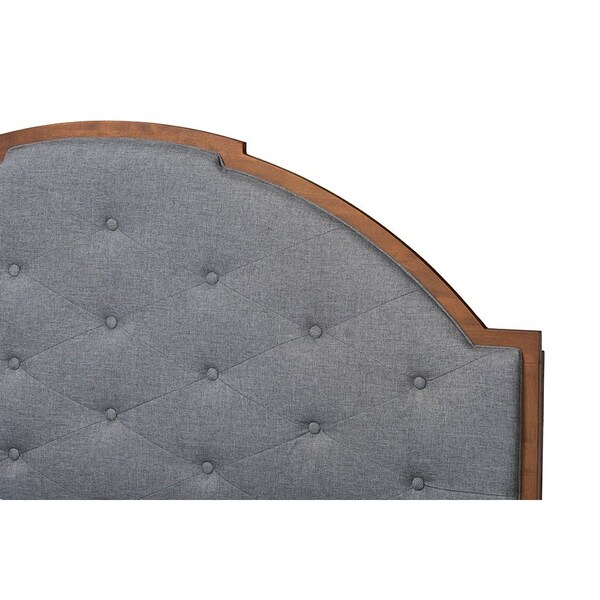 Baxton Studio Ardelle Mid-Century Modern Grey Fabric and Walnut Brown Wood Queen Size Platform Bed - 246-12652-9814-ZORO