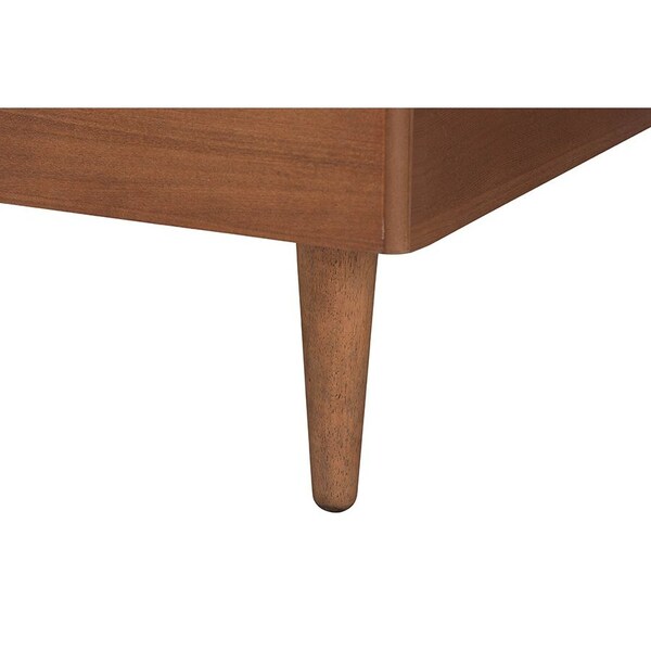 Baxton Studio Ardelle Mid-Century Modern Grey Fabric and Walnut Brown Wood Queen Size Platform Bed - 246-12652-9814-ZORO