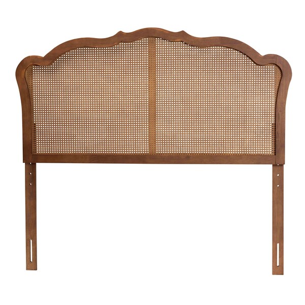 Baxton Studio Leandra Classic and Traditional Ash Walnut Finished Wood Queen Size Headboard with Rattan - 238-12666-ZORO