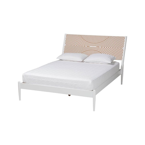 Baxton Studio Louetta Coastal White Caved Contrasting King Size 3-Piece Bedroom Set - 246-13624-13628-13625-ZORO