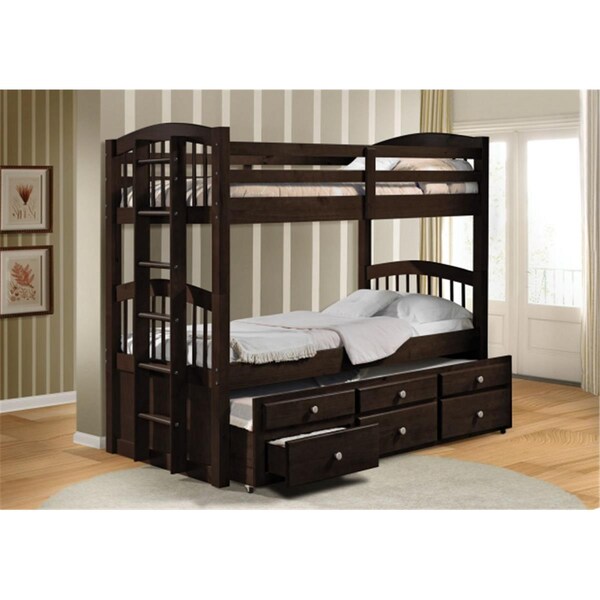 Acme Furniture Industry A Micah Twin Over Twin Bunk Bed With Trundle In Espresso - 40000