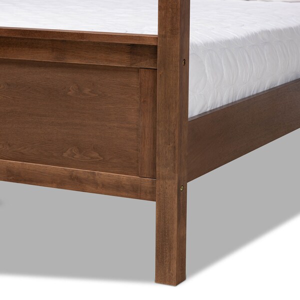 Baxton Studio Veronica Walnut Brown Finished Wood King Size Platform Canopy Bed - 165-10719
