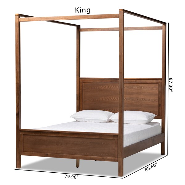 Baxton Studio Veronica Walnut Brown Finished Wood King Size Platform Canopy Bed - 165-10719