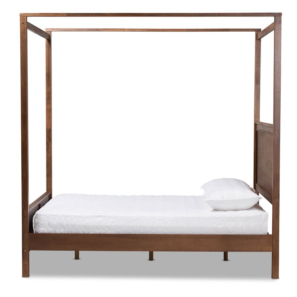 Baxton Studio Veronica Walnut Brown Finished Wood King Size Platform Canopy Bed - 165-10719