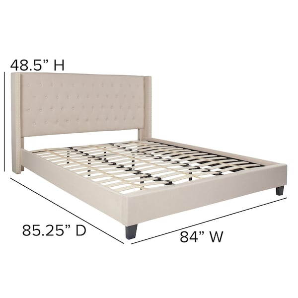 Flash Furniture Platform Bed, Riverdale, King, Beige - HG-36-GG