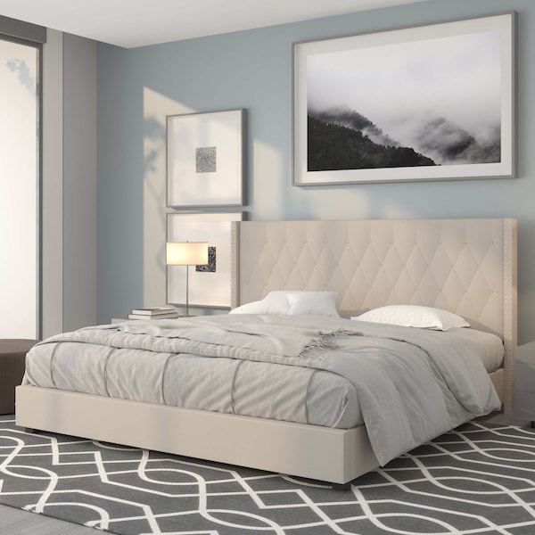 Flash Furniture Platform Bed, Riverdale, King, Beige - HG-36-GG