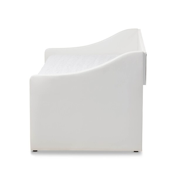 Baxton Studio Barnstorm White Faux Leather Upholstered Daybed with Trundle Bed - 131-7303