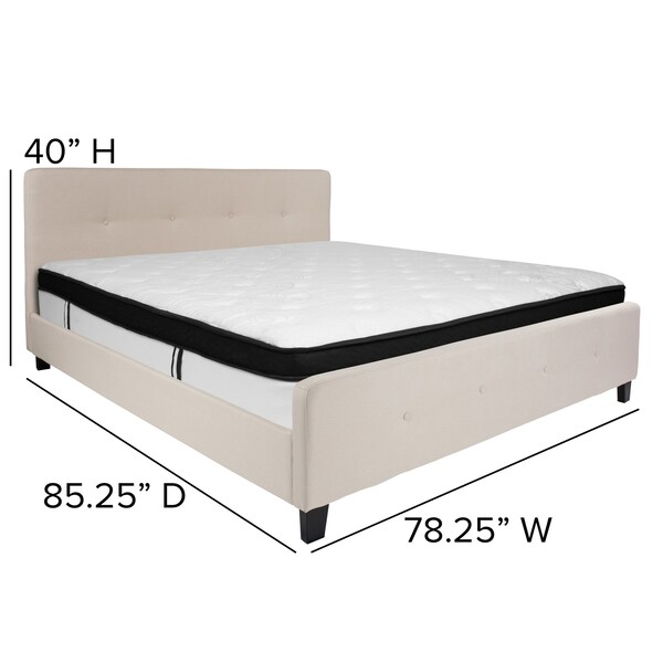 Flash Furniture King Platform Bed Set, Beige - HG-BMF-20-GG