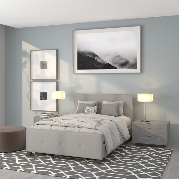 Flash Furniture Platform Bed, Tribeca, Full, Light Gray - HG-26-GG