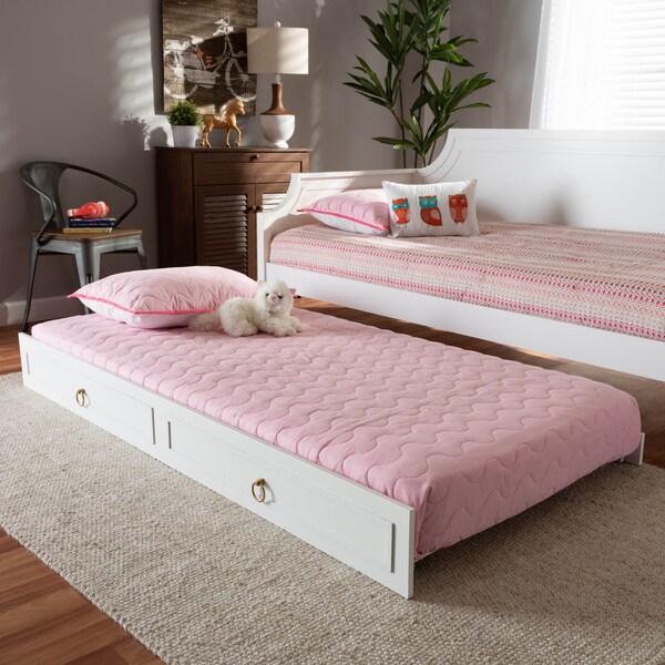 Baxton Studio Mariana White Finished Wood Twin Size Trundle - 158-9654