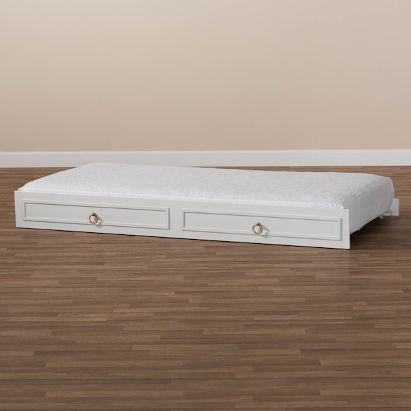 Baxton Studio Mariana White Finished Wood Twin Size Trundle - 158-9654