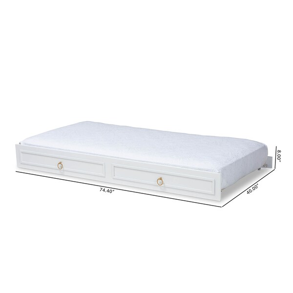 Baxton Studio Mariana White Finished Wood Twin Size Trundle - 158-9654