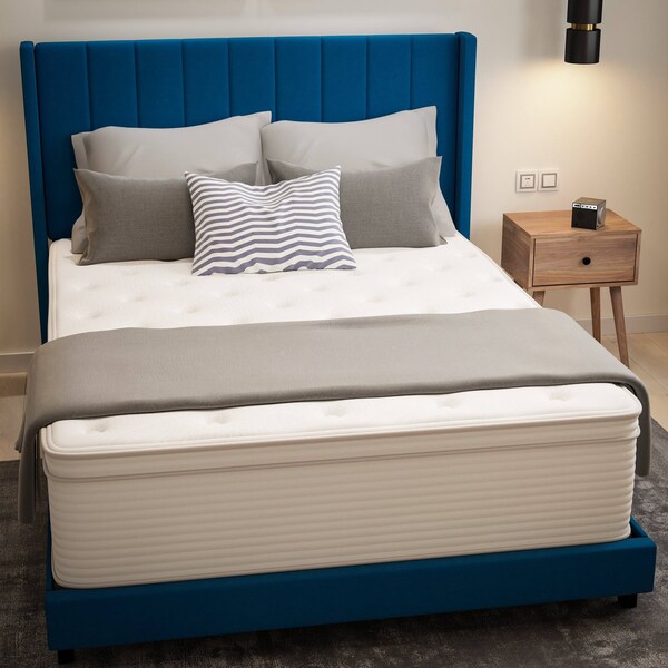 Flash Furniture 14 Queen Euro Top Memory Foam Hybrid Mattress - CL-LUXET232-14-Q-GG
