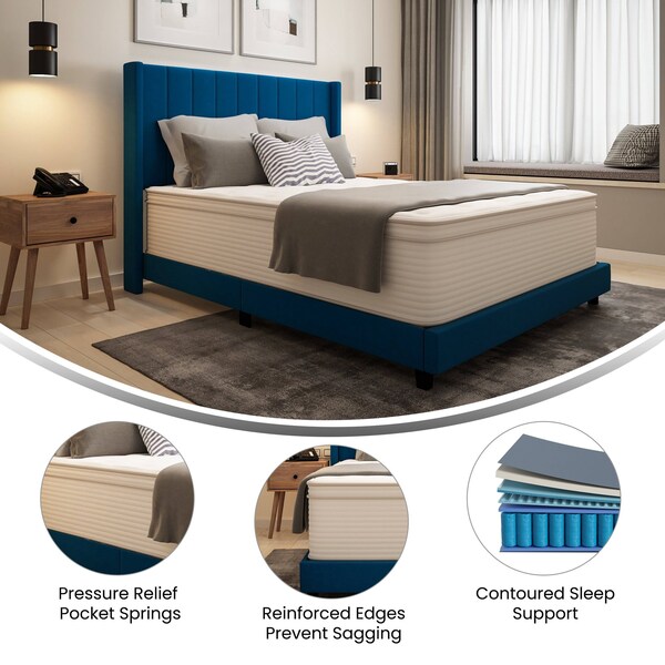 Flash Furniture 14 Queen Euro Top Memory Foam Hybrid Mattress - CL-LUXET232-14-Q-GG