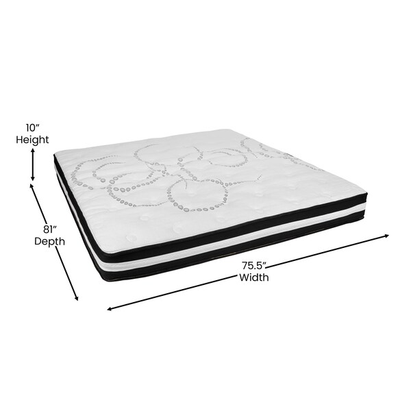 Flash Furniture King Size Beige Fabric Platform Bed & Mattress - HG-BM10-20-GG