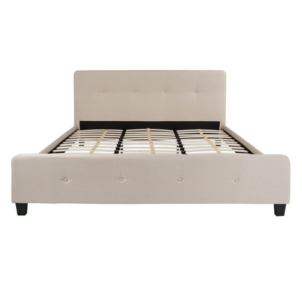 Flash Furniture King Size Beige Fabric Platform Bed & Mattress - HG-BM10-20-GG