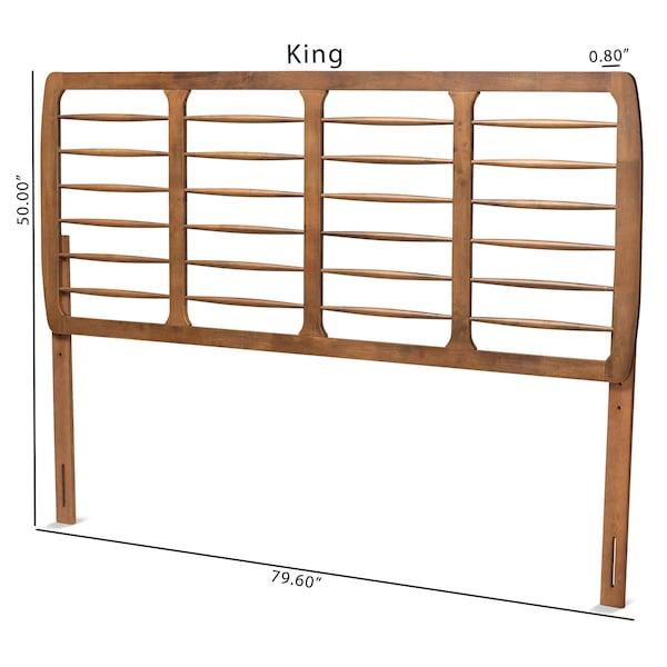 Baxton Studio Carolyn Mid-Century Modern Ash Walnut Finished Wood King Size Headboard - 181-11149-ZORO