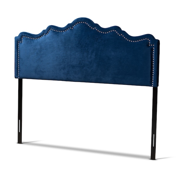 Baxton Studio Nadeen Royal Blue Velvet Upholstered Queen Size Headboard - 156-9345