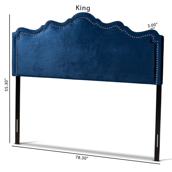 Baxton Studio Nadeen Royal Blue Velvet Upholstered Queen Size Headboard - 156-9345