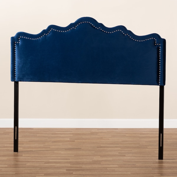Baxton Studio Nadeen Royal Blue Velvet Upholstered Queen Size Headboard - 156-9345