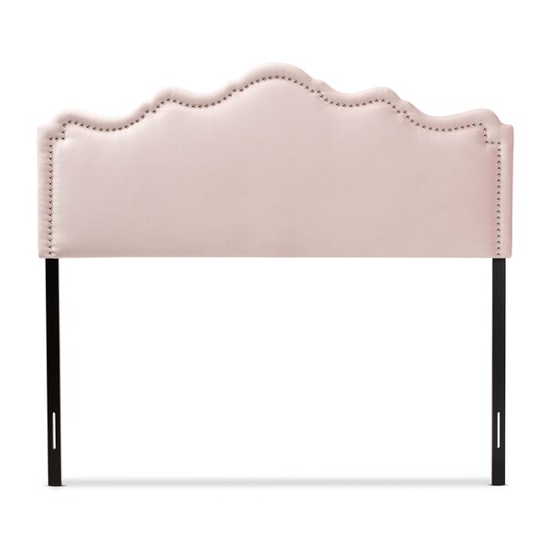 Baxton Studio Nadeen Light Pink Velvet Upholstered Full Size Headboard - 156-9340