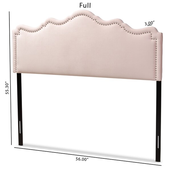Baxton Studio Nadeen Light Pink Velvet Upholstered Full Size Headboard - 156-9340