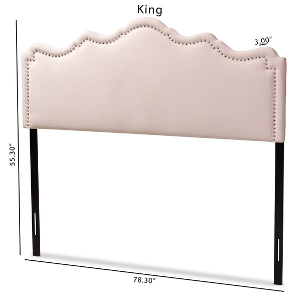 Baxton Studio Nadeen Light Pink Velvet Upholstered Full Size Headboard - 156-9340