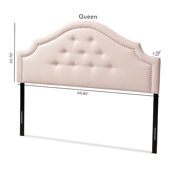 Baxton Studio Cora Light Pink Velvet Upholstered Queen Size Headboard - 154-9319