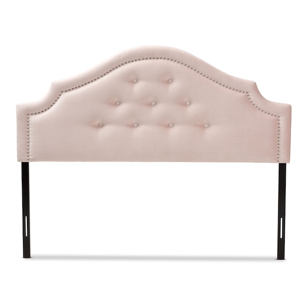 Baxton Studio Cora Light Pink Velvet Upholstered Queen Size Headboard - 154-9319