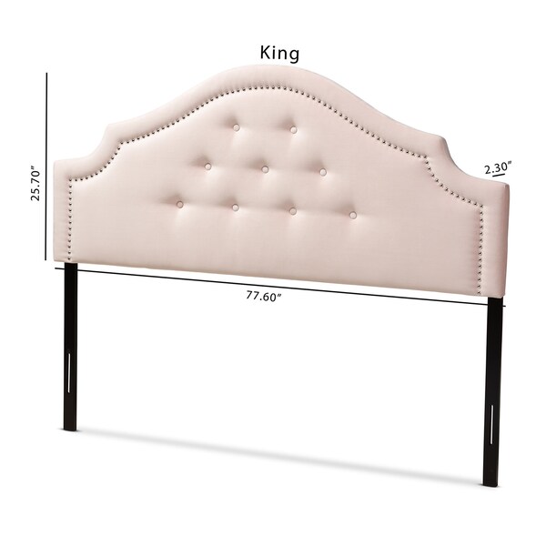 Baxton Studio Cora Light Pink Velvet Upholstered Queen Size Headboard - 154-9319