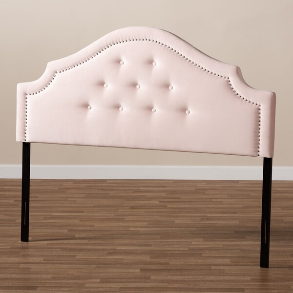Baxton Studio Cora Light Pink Velvet Upholstered Queen Size Headboard - 154-9319