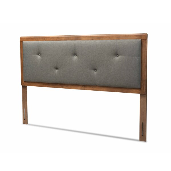 Baxton Studio Abner Transitional Dark Grey Fabric Upholstered and Walnut Brown Finished Wood Headboard-Full - 191-11527-ZORO