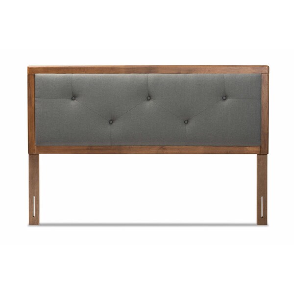 Baxton Studio Abner Transitional Dark Grey Fabric Upholstered and Walnut Brown Finished Wood Headboard-Full - 191-11527-ZORO